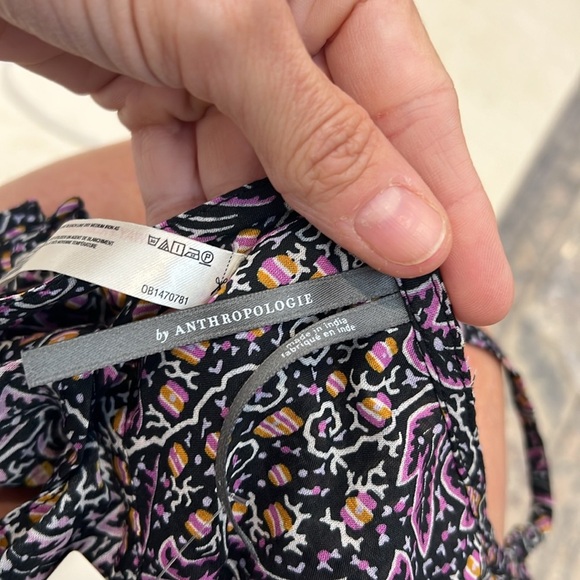 Anthropologie Black and purple Tie back Crop Camisole size large. NWT! - Picture 5 of 9